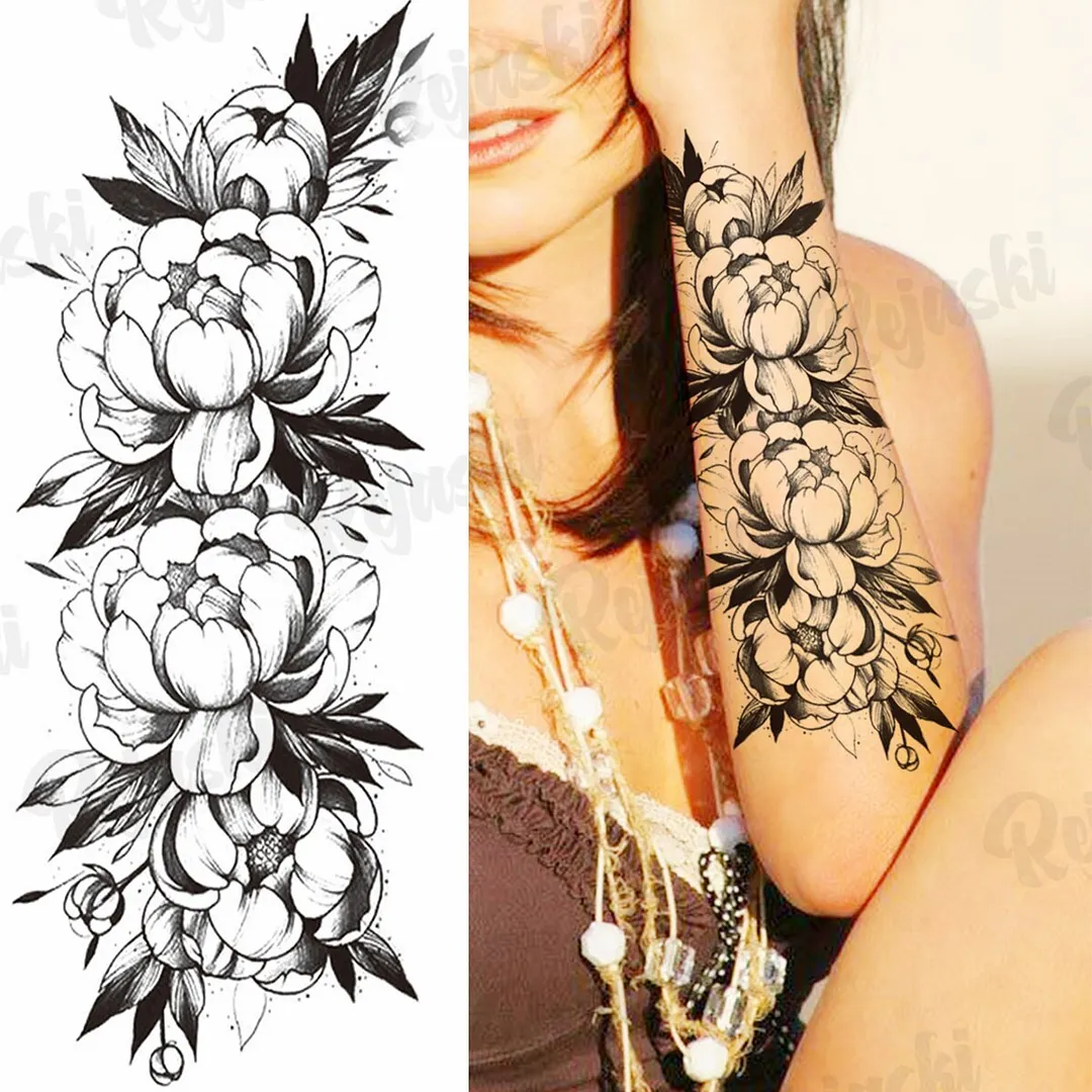 Sdrawing Thorns Temporary Tattoos For Adults Men Realistic Totem Maori Lion Compass Flower Tiger Fake Tattoo StickerArm Tatoos DIY