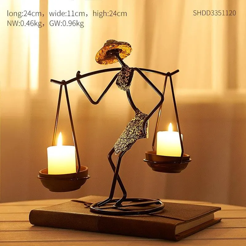 Creative Metal Candlestick Character Model Golden Candle Holder Living Room Home Decor Office Desktop Decor Accessories Gifts 1029