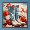Diamond Painting -DIY Round Drill Flower Cowboy Boots(40x40cm)