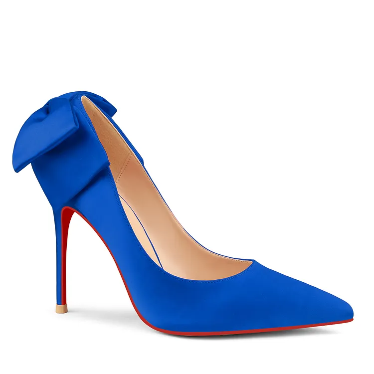 100mm Women's Silk Stiletto Pumps Pointed Toe Bridal Wedding Heel Party Shoes VOCOSI VOCOSI
