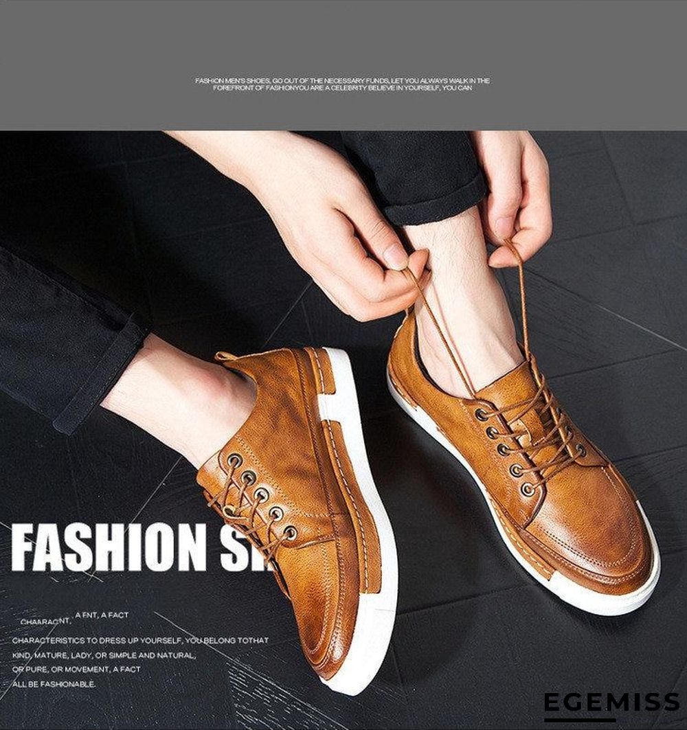 Casual Shoes Men Fashion Vintage Shoes Brown Brand Male Shoes Genuine Leather Men's Leisure Shoes | EGEMISS