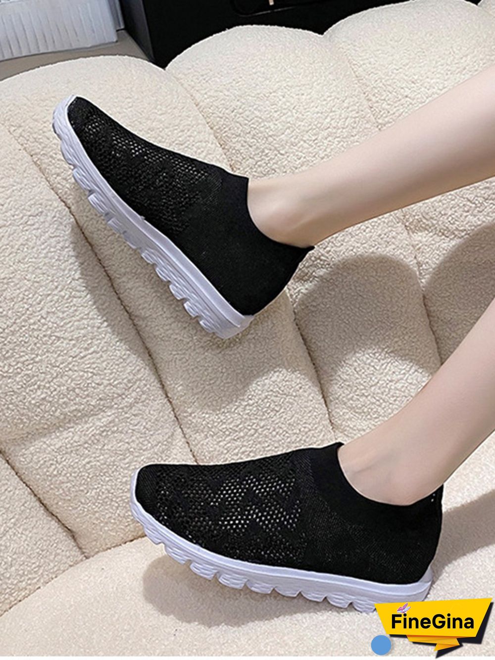 Geometric Lightweight Soft Sole Non-Slip Flyknit Sneakers