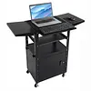 [US Local Warehouse] Rolling AV Carts Cabinet & Stands with Locking Cabinet Keyboard Tray Printer Craft Utility Cart with Wheels Height Adjustable 36-44 in 110lbs for Classroom Office