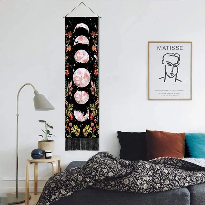 Seven Chakra Decorative Wall Hanging Tapestry Bohemia Tarot Phase Tassel Tapestry Boho Art Tapestries For Bedroom  Office Decor