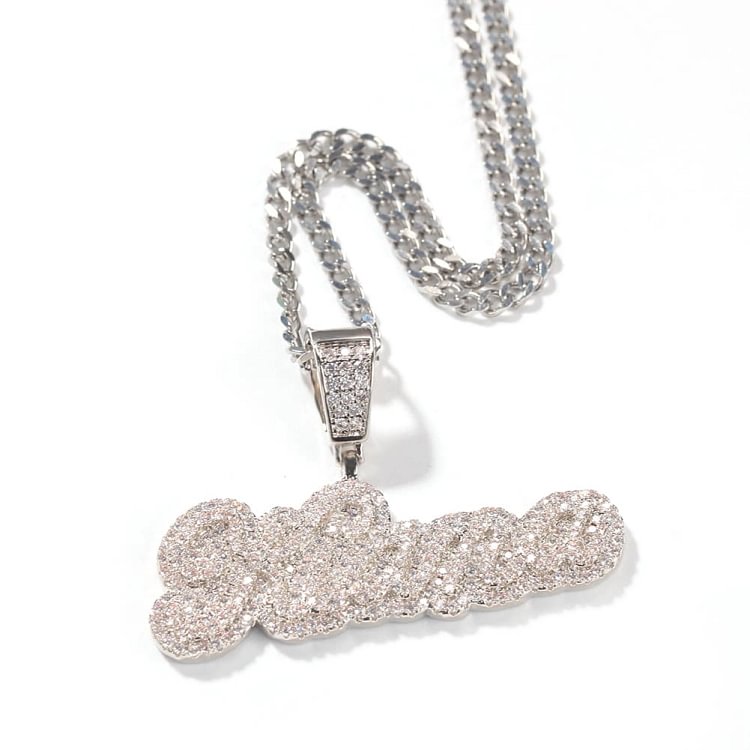 Iced Custom Text Letter Pendants Hip Hop Bling Bling Necklaces (Max up to 8 letters)