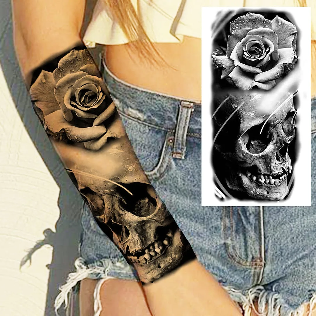 Halloween Clown Joker Scary Temporary Tattoos For Men Women Realistic Scary Lion Waterproof Tattoo Forearm Tatoos Vampire