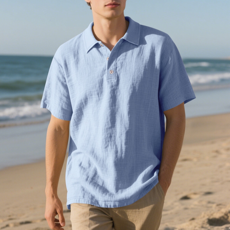 Men's Retro Solid Color Linen Shirt elevenforest