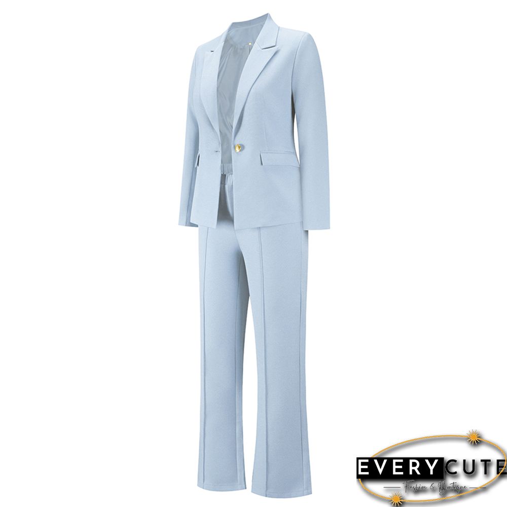 Light Blue One Button Blazer and Pants Set