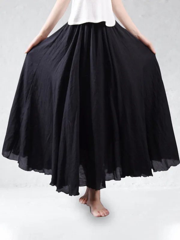 Comfy Cotton & Linen Flowy Wide Skirt