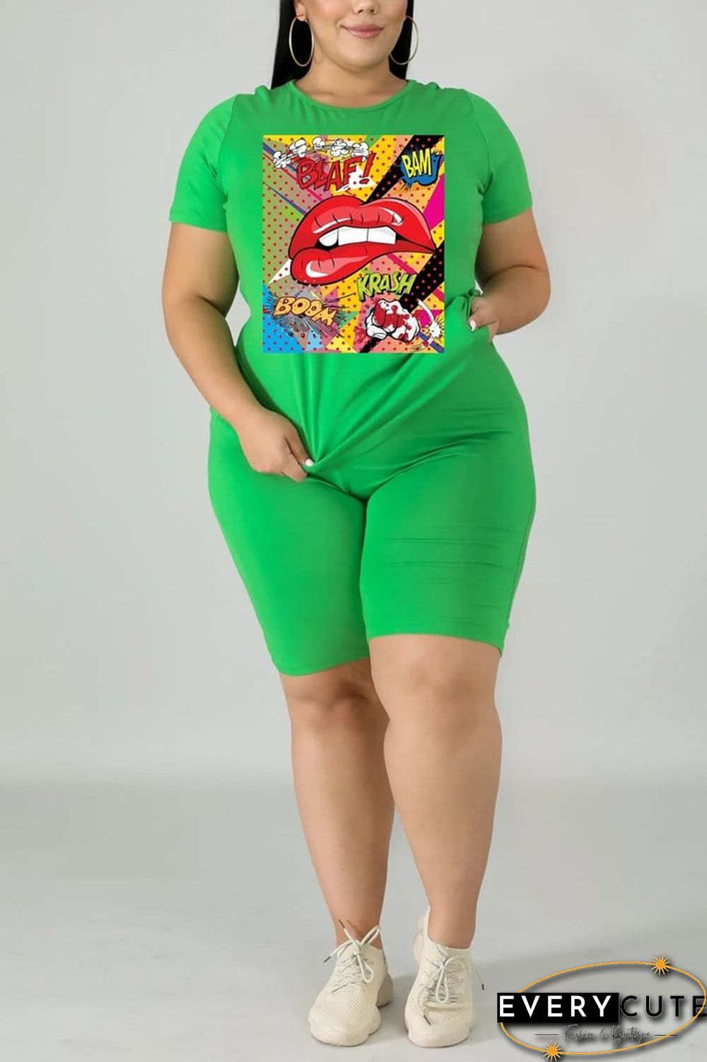 Fashion Casual Printed Plus Size Set
