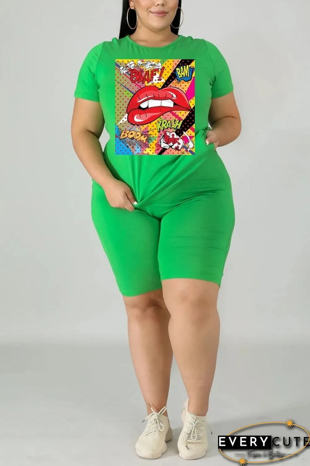Fashion Casual Printed Plus Size Set