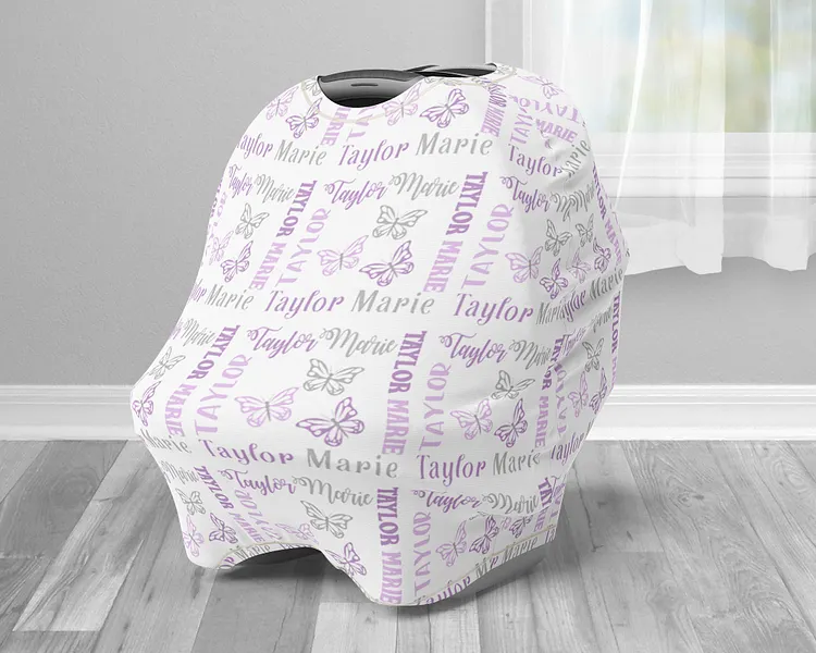 Personalized Butterfly Baby Car Seat Canopy| Canopyl133