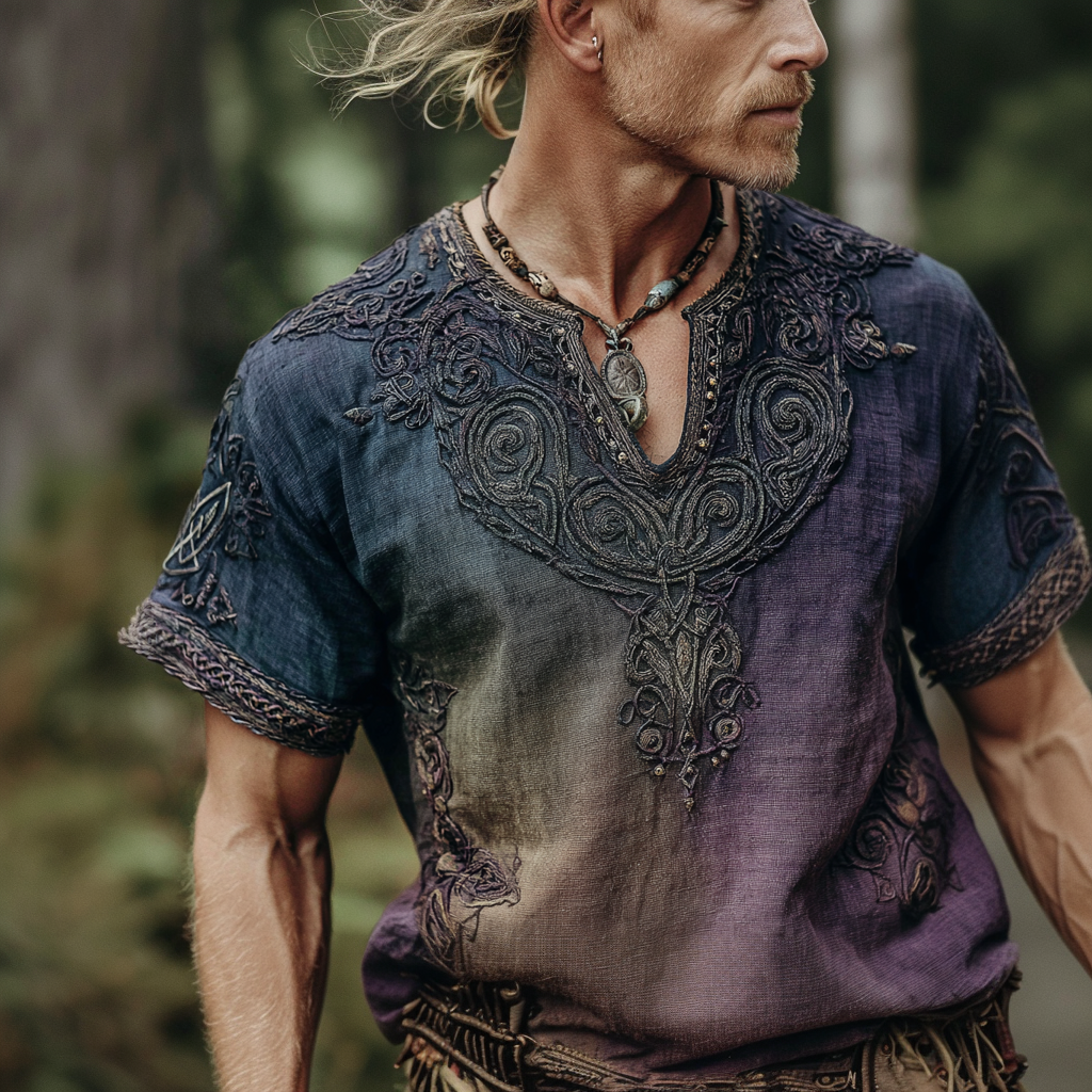 Men's Vintage Viking Celtic Knot Art Gradient Shirt