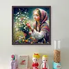 Girl Picking Flowers-11CT Stamped Cross Stitch 50*50cm/19.69*19.69in