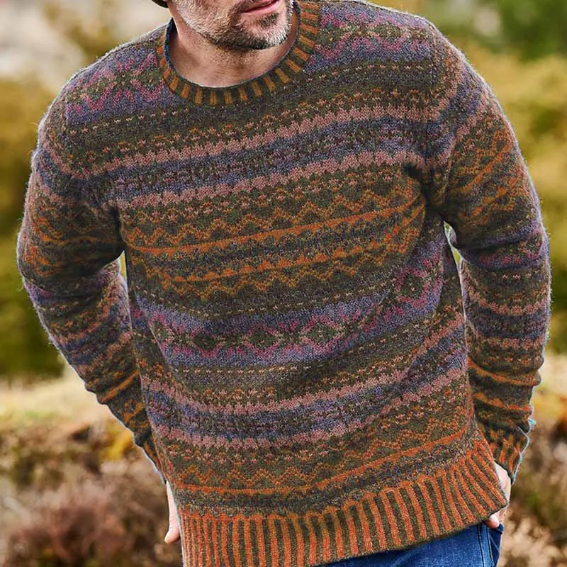 Vintage Brodie Knit Jacquard Crew Neck Sweater（Unisex）