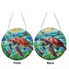 (Upgrade Size)DIY Diamond Painting Double Sided Effect Stained Glass Panel Decorative Home Garden Decoration Hanging Kit(Turtle)