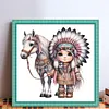 Indian Girl And Horse-11CT Stamped Cross Stitch 40*40cm/15.75*15.75in