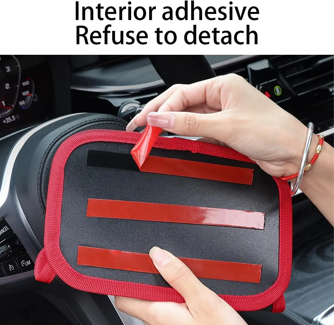 Car Seat Side Pocket Organizer, PU Leather Multifunctional Automotive Storage Bag for Phones Keys Cards, Mini Seat Gap Filler Pouch for Door Console, Universal Vehicle Accessories (Red)