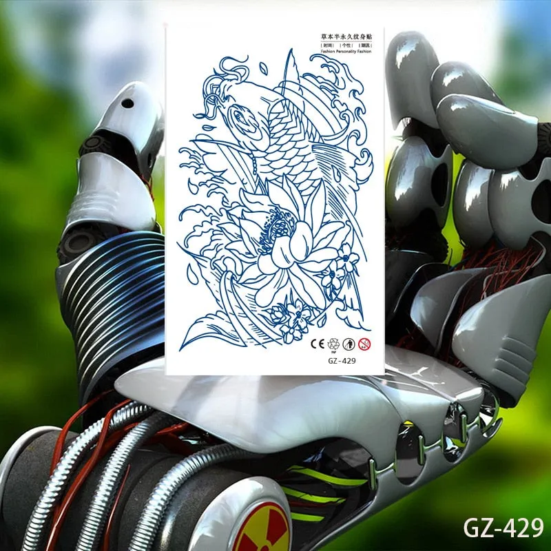 Temporary Tattoo Stickers Dragon Eagle Juice Timberwolves Ink Lasting Waterproof Natural Arm Body Chest Realistic Art Fake Tatoo