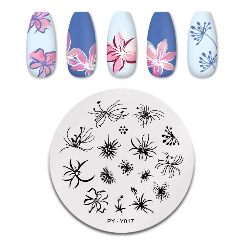 PICT YOU Nail Stamping Plates Flower Plant Pattern Nail Art Plate Stencil Stainless Steel Line Pictures Theme Image Plates Mold-Nail Inspo