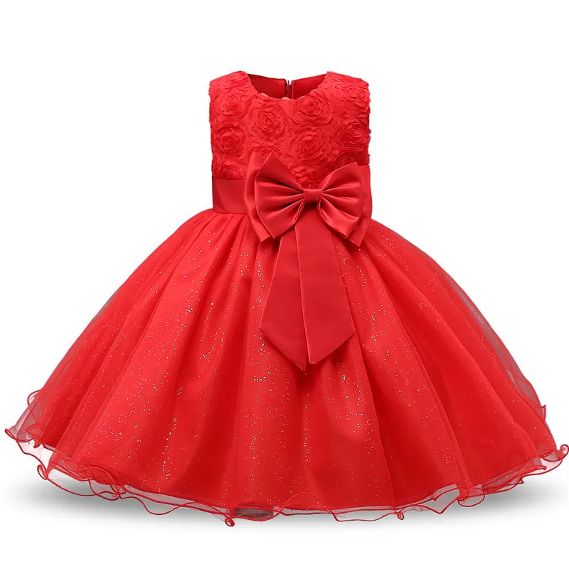 Uveng 2021 Infant Baby Girls Flower Dresses Christening Gowns Newborn Babies Baptism Clothes Princess tutu Birthday White Bow Dress