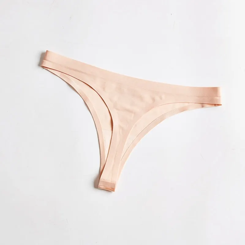 1 Pcs Woman Underwear Seamless Ice Silk Sexy Sports Panties Female T-back Solid Soft G-string Thong For Woman 2021 New BANNIROU