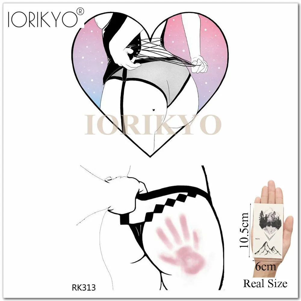 Old School Sexy Water Transfer Tattoo Stickers Women Body Art Drawing Temporary Tattoo Punk Girls Adults Love Waterproof Tatoos
