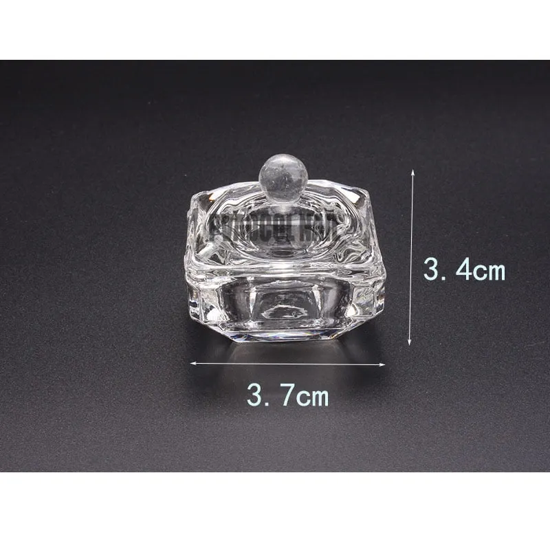 Crystal Glass Dappen Dish Cup Holder Lid Bowl Nail Art Acrylic for Liquid Powder-Nail Inspo