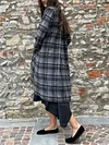 Casual Loose Plaid Double-Breasted Lapel Collar Long Sleeves Coat
