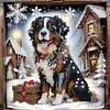 Chiot En Hiver Neige Sp&eacute;ciale Forme Diamant Peinture-30 * 30CM