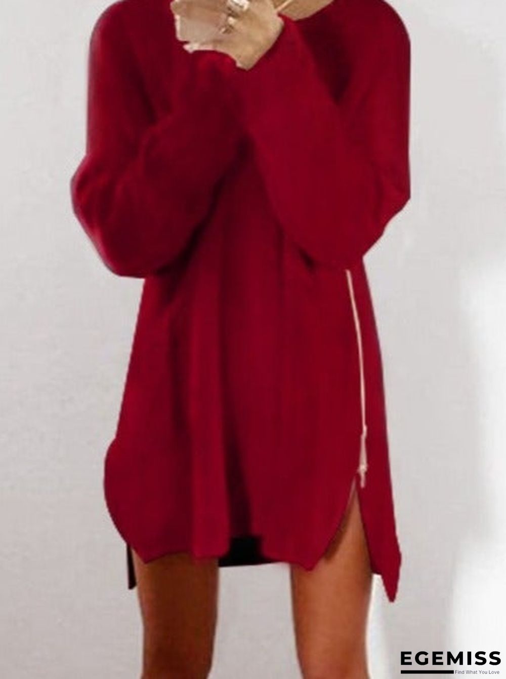 Casual Loose Zip Sweater Dress | EGEMISS