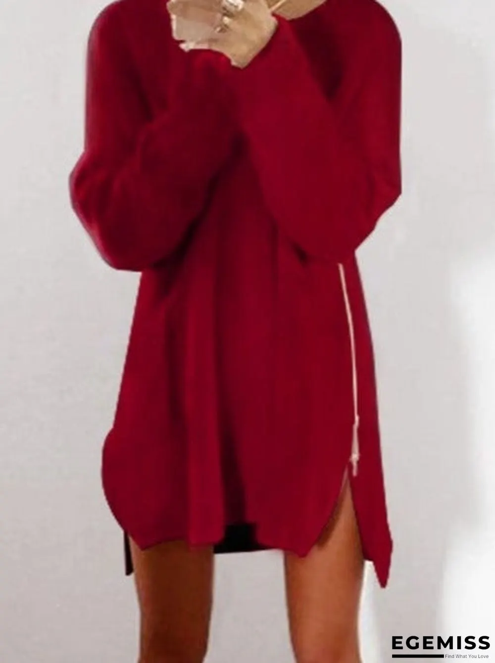 Casual Loose Zip Sweater Dress | EGEMISS