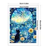 Black Cat Under The Starry Sky-11CT Stamped Cross Stitch 50*65cm/19.69*25.59in (Big Size)