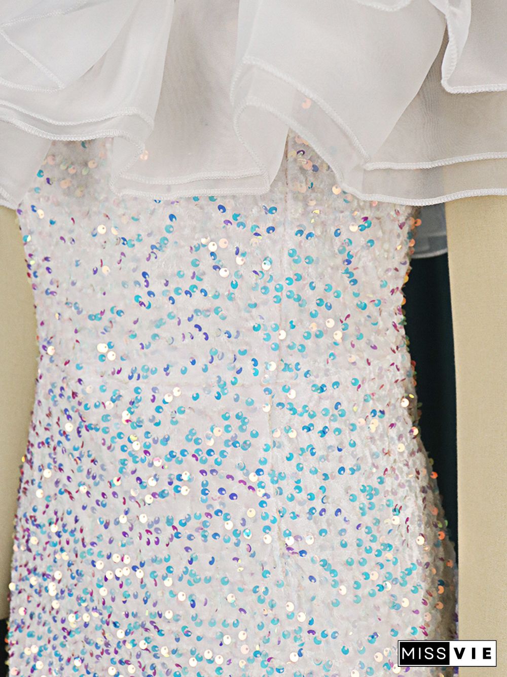 White Sequin Dresses Off Shoulder Ruffles Sparkly Velvet Dress Classy Spring Summer Party Evening Celebrity Event Outfits 3XL