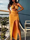 Sexy Irregular Clipping Backless Maxi Dress