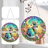 5D Diamond Painting Double Sided Effect  Stained Glass Panel Decorative Home Garden Decoration Hanging Kit(Cat)