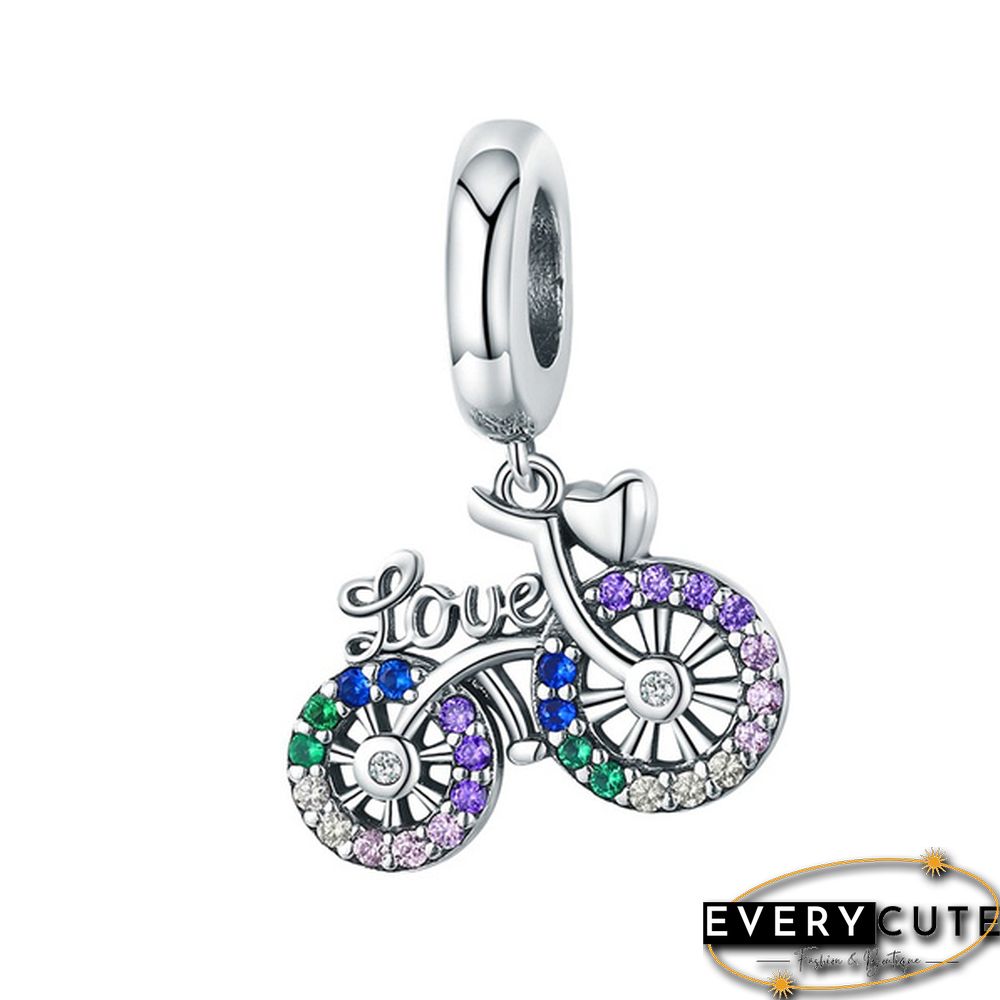 NEW Fashion Jewelry Making 925 Sterling Silver Rainbow bicycle unicorn Butterfly Arrow Heart Pendants for Necklace European charms Silver beads for bracelet DIY Christmas