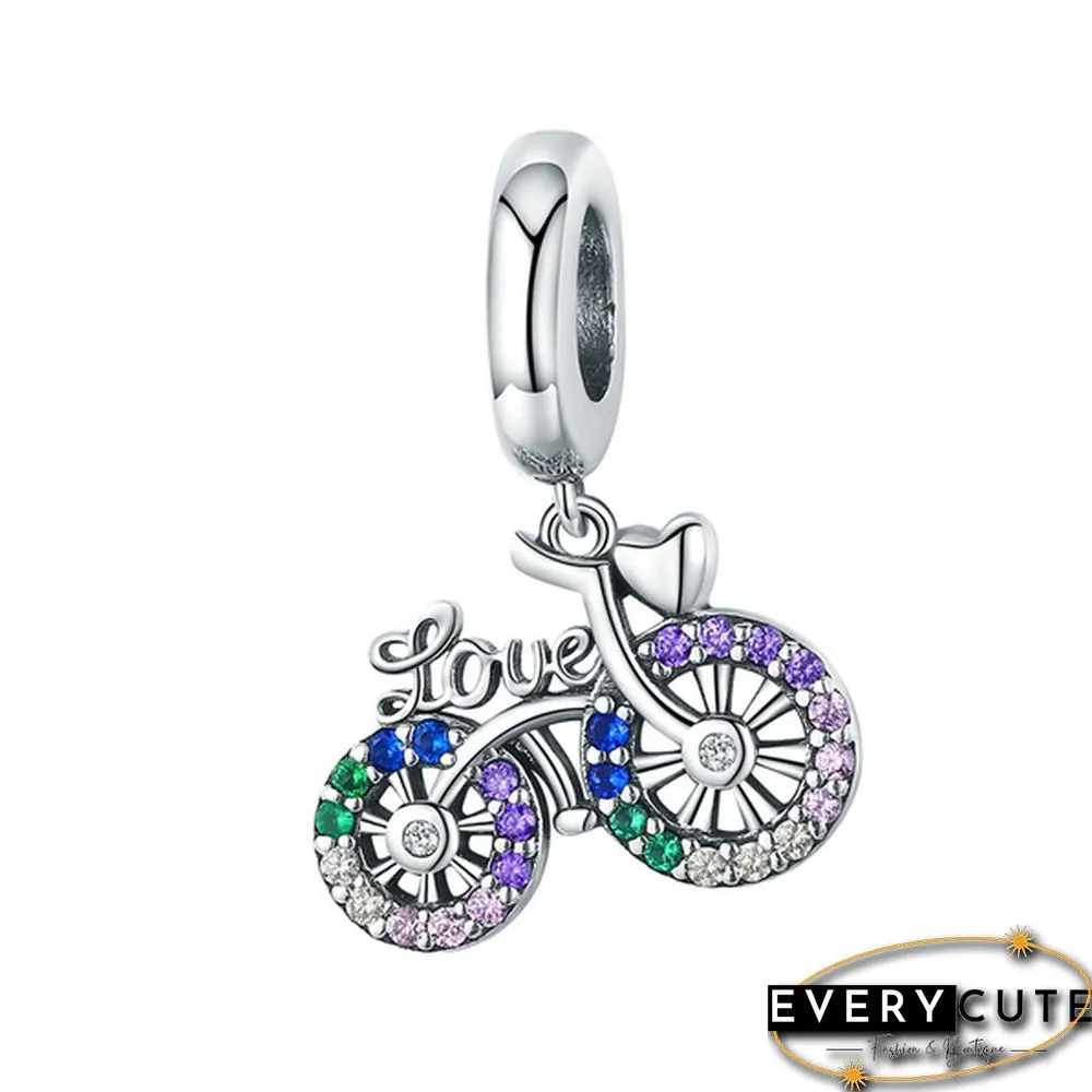 NEW Fashion Jewelry Making 925 Sterling Silver Rainbow bicycle unicorn Butterfly Arrow Heart Pendants for Necklace European charms Silver beads for bracelet DIY Christmas
