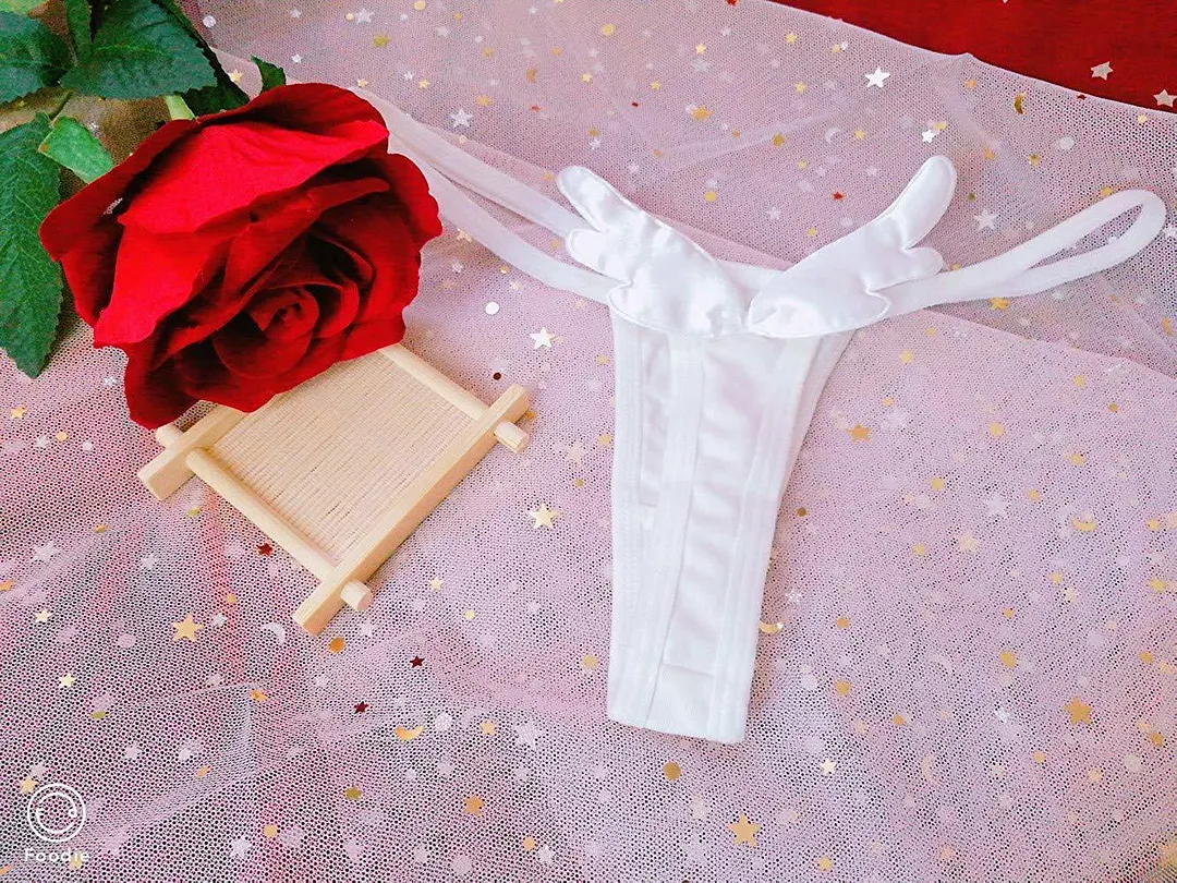 Womens Anime Cosplay Panties Cute G-string Thongs Bikini Lingerie Angel black white Devil Wings Roleplay Underwear Accessories