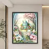 >SALE<Full Embroidery Eco-cotton Thread 16CT Print Flower Castle Cross Stitch 50x60cm