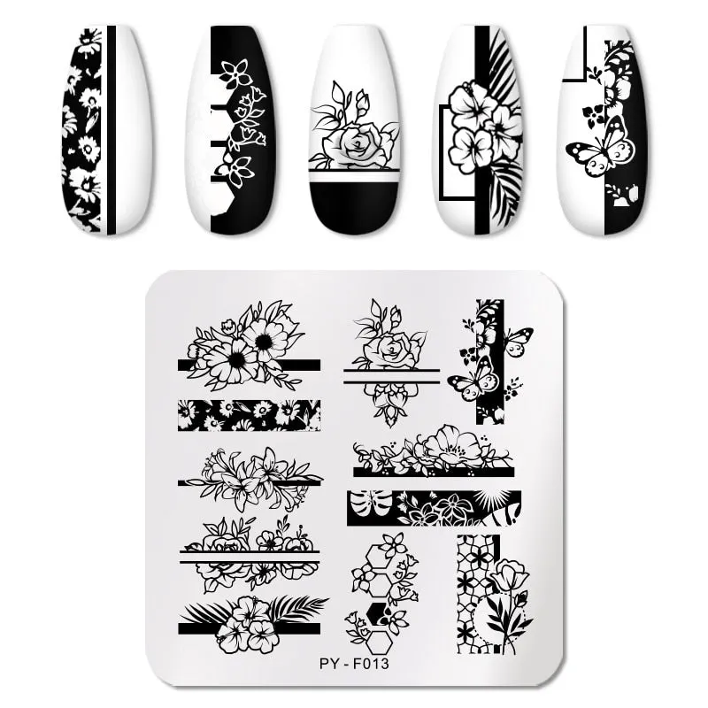 PICT YOU Nail Stamping Plates Flower Plant Pattern Nail Art Plate Stencil Stainless Steel Line Pictures Theme Image Plates Mold-Nail Inspo