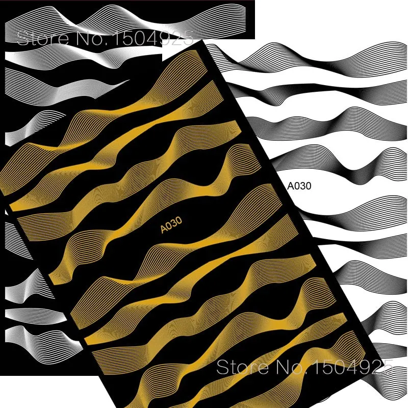 White Nail Art Sticker Laser Gold Metal Stripe Line Tape Self-Adhesive Transfer Foils Decals 3D DIY Manicure Tips Decoration
