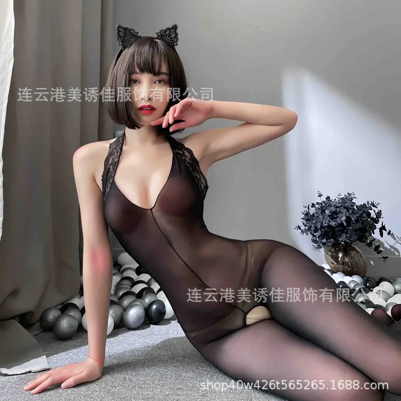 Churchf Sex Lingerie Open Lactation Passion Set Transparent Sexy Seduction Uniformed Mesh Garter Stockings