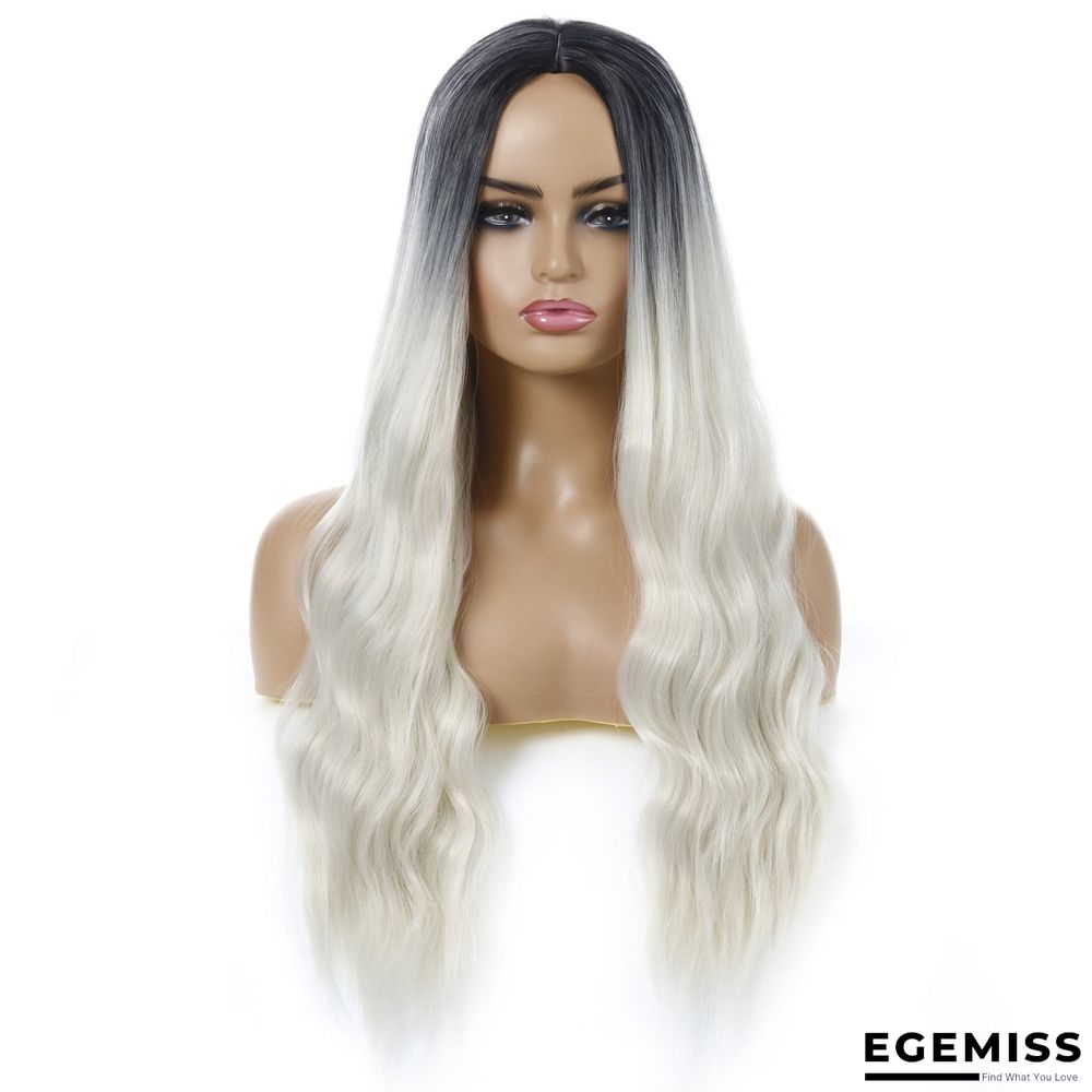 Wavy Curly Hair Ladies Wig Headgear Gradient Long Curly Hair | EGEMISS