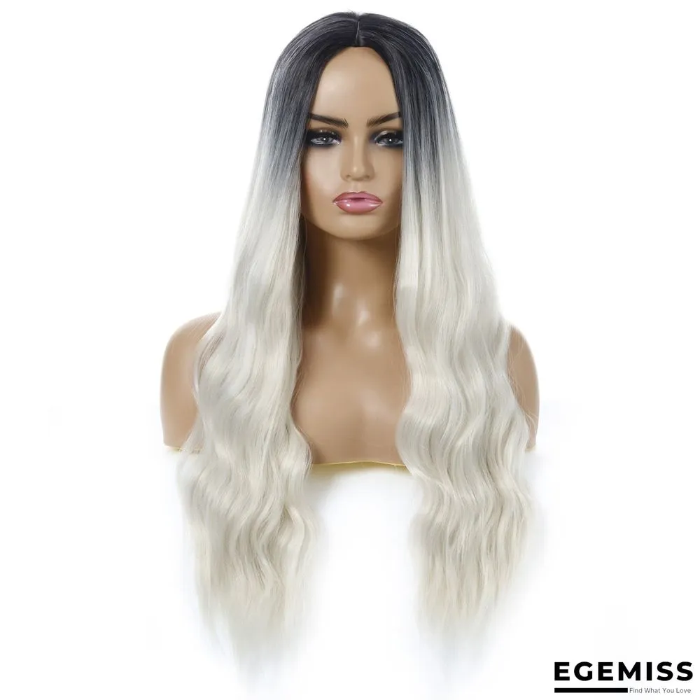 Wavy Curly Hair Ladies Wig Headgear Gradient Long Curly Hair | EGEMISS