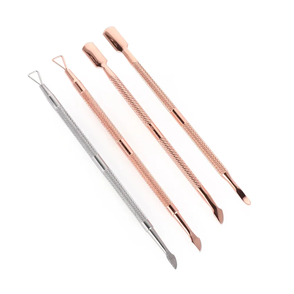 New Silver/Rose Gold Dual-ended Stainless Steel Nail UV Gel Polish Remover Stick Triangle Rod Cuticle Pusher Nail Art Tool