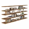 [US Local Warehouse] 5 Tier Floating Shelves Long Wooden Shelf 72x11.81in Adjustable Display Bookshelf with Heavy-Duty Bracket for Living Room Bathroom Kitchen