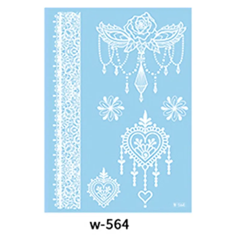 Sexy Henna Mehndi Tattoo White Lace Necklace Flower Water Transfer Temporary Tatoo Sticker Body Art Waterproof for Wedding Beach