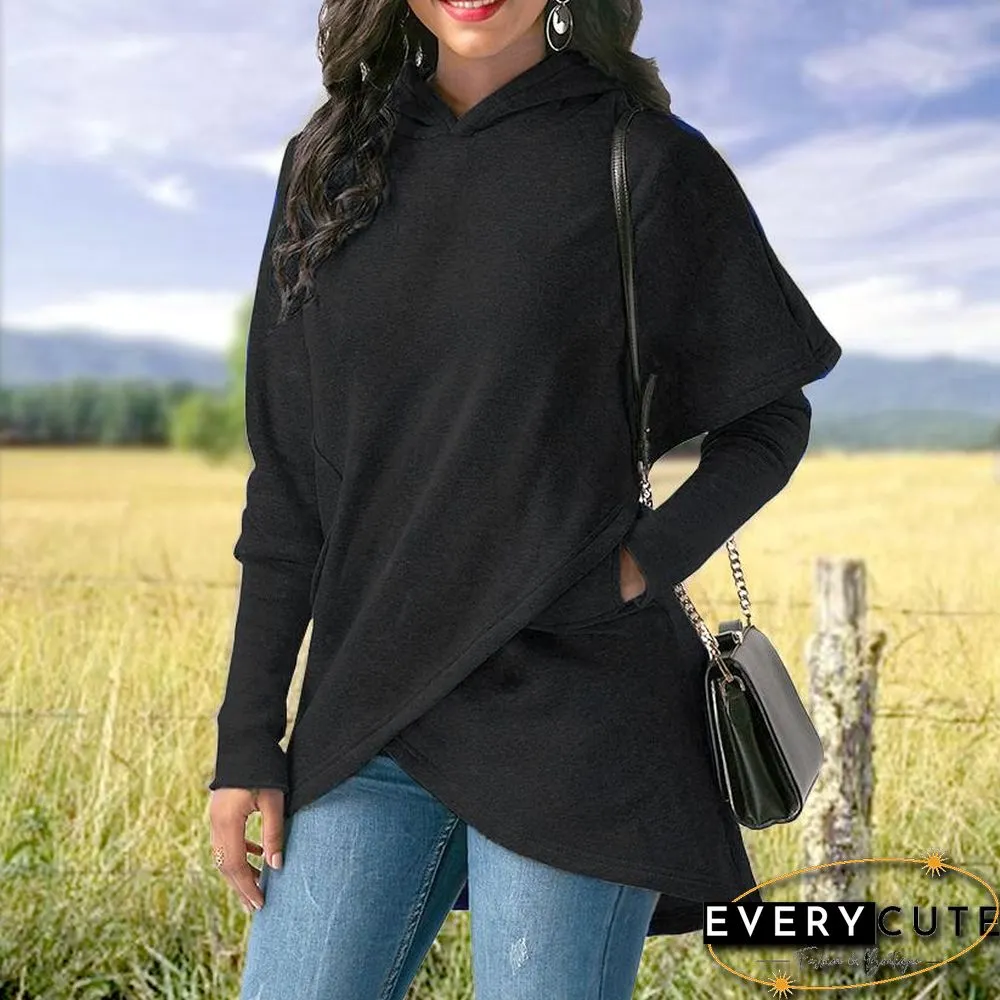 Cross Hem Women Autumn Hoodie