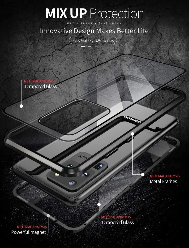 Magnetic Tempered Glass Double Sided Phone Case for Samsung S23 Ultra